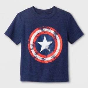 Marvel Navy Blue Red & White Short Sleeve Captain America Graphic Tee Size 12M
